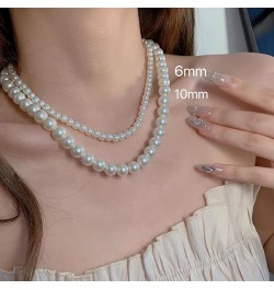 Pearl Necklaces for Women Cream White Round Imitation Pearl Choker Brides Wedding Prom White Pearl Necklace Adjustable Chain ...