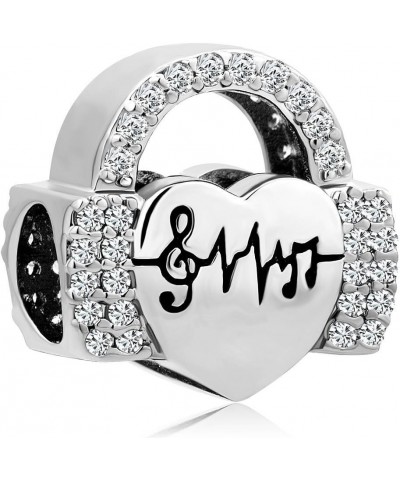 Heart Love Music Charm Hear Heartbeat Beads For Charm Bracelets White $6.71 Bracelets