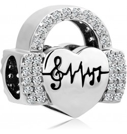 Heart Love Music Charm Hear Heartbeat Beads For Charm Bracelets White $6.71 Bracelets