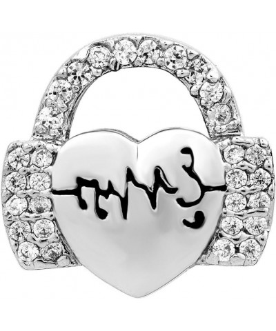 Heart Love Music Charm Hear Heartbeat Beads For Charm Bracelets White $6.71 Bracelets