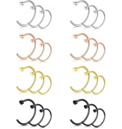 Nose Rings Hoop Nose Ring Surgical Steel 20g Gauge 8mm 10mm 12mm Piercing Hoops Jewelry C shape-8/10/12mm hoop-24pcs $7.27 Bo...