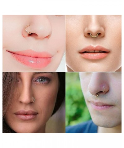 Nose Rings Hoop Nose Ring Surgical Steel 20g Gauge 8mm 10mm 12mm Piercing Hoops Jewelry C shape-8/10/12mm hoop-24pcs $7.27 Bo...