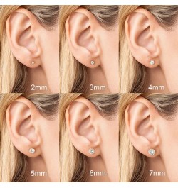 Threadless Flat Back Stud Earrings, 6 Pairs Titanium Hypoallergenic Earrings for Women Men, Cubic Zirconia Silver Gold Stud E...