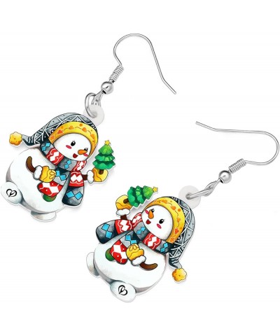 Cute Christmas Snowman Earrings Dangle Charms Christmas Jewelry for Women Girls Festival Gifts Multicolor $6.62 Earrings