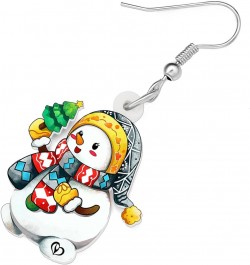 Cute Christmas Snowman Earrings Dangle Charms Christmas Jewelry for Women Girls Festival Gifts Multicolor $6.62 Earrings