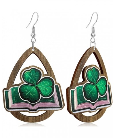 Creative St. Patrick's Day Wooden Hook Earrings Handmade Unique Hollow Dangle Drop Earrings St. Patrick's Day-8 $5.12 Earrings