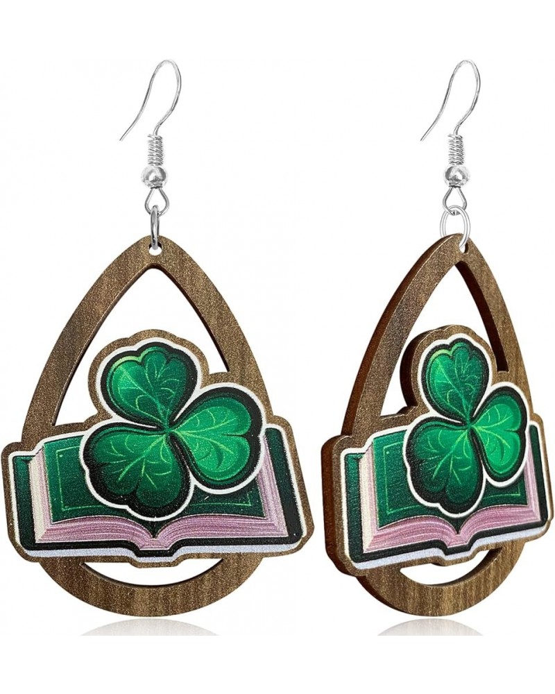 Creative St. Patrick's Day Wooden Hook Earrings Handmade Unique Hollow Dangle Drop Earrings St. Patrick's Day-8 $5.12 Earrings