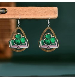 Creative St. Patrick's Day Wooden Hook Earrings Handmade Unique Hollow Dangle Drop Earrings St. Patrick's Day-8 $5.12 Earrings