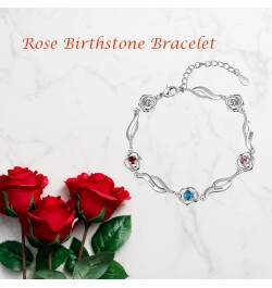 Personalized Mothers Bracelet with 1-5 Name Birthstones Rose Flower Bracelets for Women Name Initial Engraved for Women Mom M...