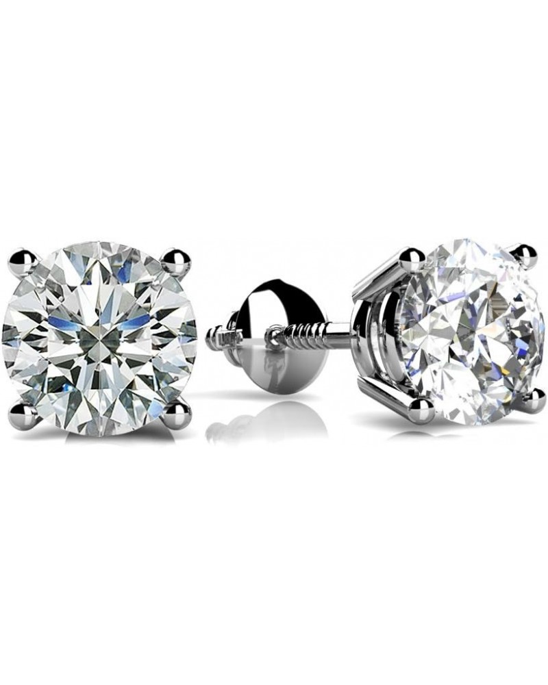 3.00 ct Size Round Cut Cubic Zirconia Stud Earrings in Screw Back $25.38 Earrings