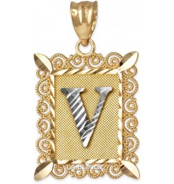 10K Yellow Gold Filigree Alphabet Initial Letter DC Small Charm Pendant Letter V $36.71 Pendants