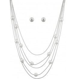 Nicole Miller Pearls Multi-strand Long Necklace Set with Pearl Earrings Silver/White $10.00 Jewelry Sets