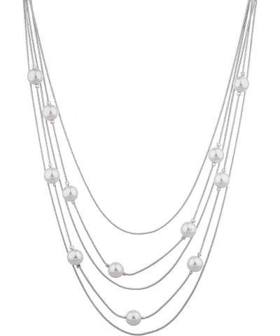 Nicole Miller Pearls Multi-strand Long Necklace Set with Pearl Earrings Silver/White $10.00 Jewelry Sets