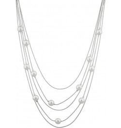 Nicole Miller Pearls Multi-strand Long Necklace Set with Pearl Earrings Silver/White $10.00 Jewelry Sets