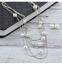 Nicole Miller Pearls Multi-strand Long Necklace Set with Pearl Earrings Silver/White $10.00 Jewelry Sets