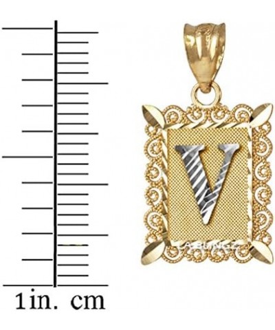 10K Yellow Gold Filigree Alphabet Initial Letter DC Small Charm Pendant Letter V $36.71 Pendants