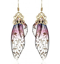 Butterfly Wing Drop Dangle Earrings Gold Plated Crystal Rhinestone for women girls wedding Jewelry Purple $7.48 Earrings