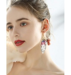 Butterfly Wing Drop Dangle Earrings Gold Plated Crystal Rhinestone for women girls wedding Jewelry Purple $7.48 Earrings