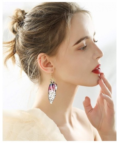 Butterfly Wing Drop Dangle Earrings Gold Plated Crystal Rhinestone for women girls wedding Jewelry Purple $7.48 Earrings