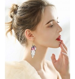 Butterfly Wing Drop Dangle Earrings Gold Plated Crystal Rhinestone for women girls wedding Jewelry Purple $7.48 Earrings