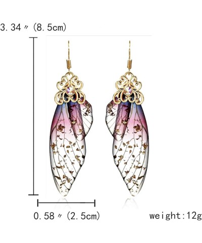 Butterfly Wing Drop Dangle Earrings Gold Plated Crystal Rhinestone for women girls wedding Jewelry Purple $7.48 Earrings