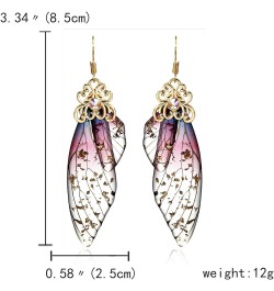 Butterfly Wing Drop Dangle Earrings Gold Plated Crystal Rhinestone for women girls wedding Jewelry Purple $7.48 Earrings