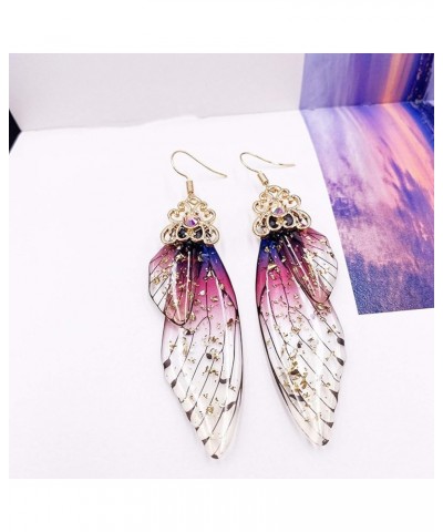 Butterfly Wing Drop Dangle Earrings Gold Plated Crystal Rhinestone for women girls wedding Jewelry Purple $7.48 Earrings