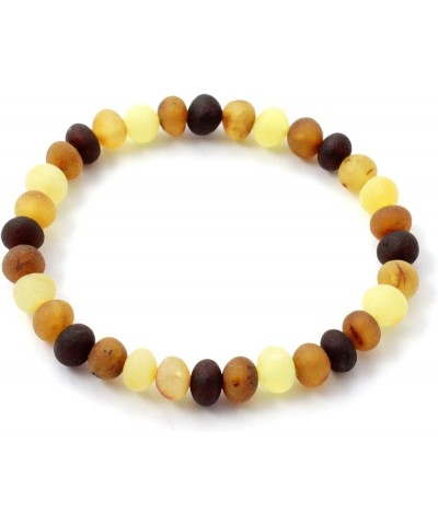 Baltic Amber Adult Stretch Bracelet - 7 Inches (18 cm) Long - Unpolished Honey Beads Multicolor 7 Inches $12.69 Bracelets