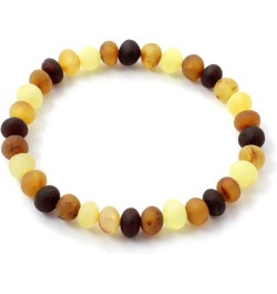 Baltic Amber Adult Stretch Bracelet - 7 Inches (18 cm) Long - Unpolished Honey Beads Multicolor 7 Inches $12.69 Bracelets