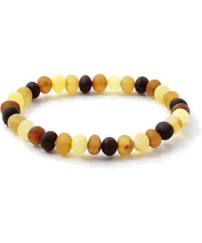 Baltic Amber Adult Stretch Bracelet - 7 Inches (18 cm) Long - Unpolished Honey Beads Multicolor 7 Inches $12.69 Bracelets