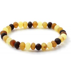 Baltic Amber Adult Stretch Bracelet - 7 Inches (18 cm) Long - Unpolished Honey Beads Multicolor 7 Inches $12.69 Bracelets