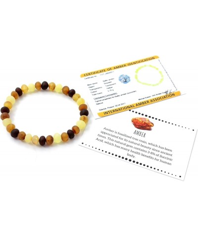 Baltic Amber Adult Stretch Bracelet - 7 Inches (18 cm) Long - Unpolished Honey Beads Multicolor 7 Inches $12.69 Bracelets