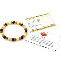 Baltic Amber Adult Stretch Bracelet - 7 Inches (18 cm) Long - Unpolished Honey Beads Multicolor 7 Inches $12.69 Bracelets