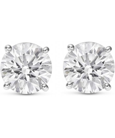 Natural Round Brilliant Solitaire Diamond Stud Earrings for Women 4 Prong Push Back (I-J Color I1 Clarity) 0.4 Carat 14K Whit...