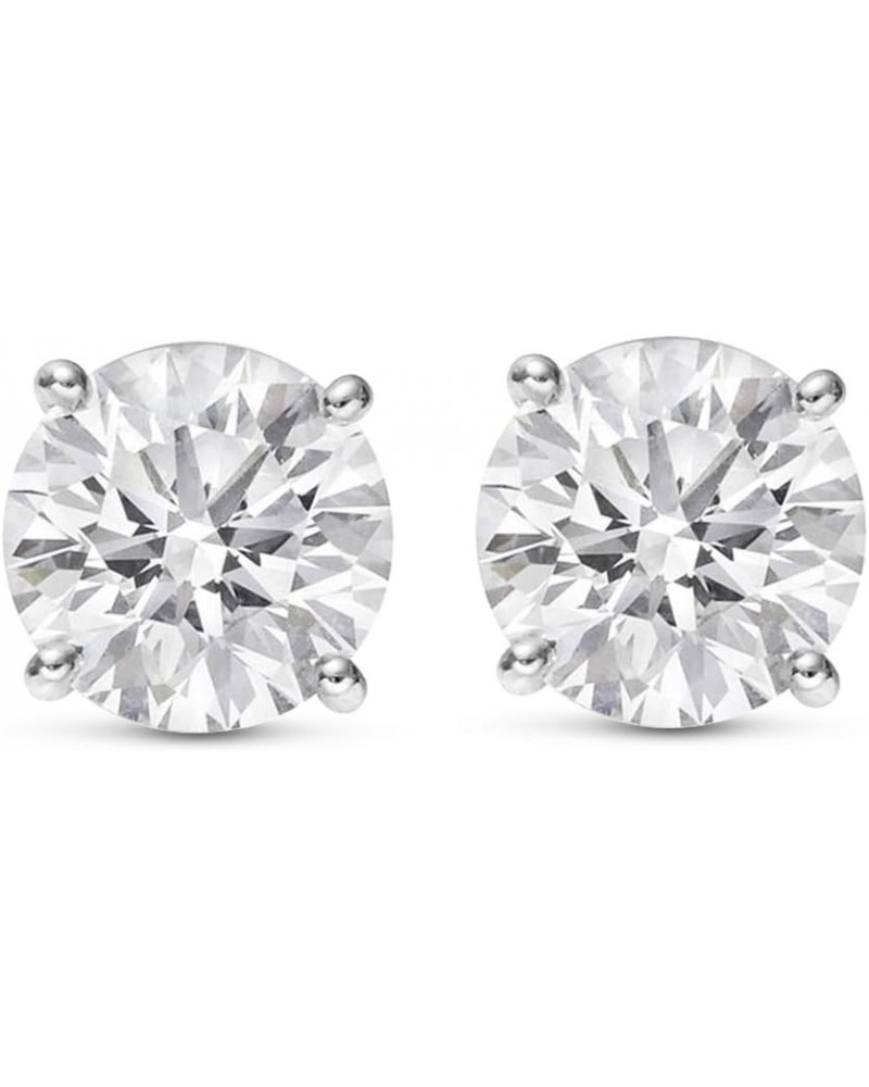 Natural Round Brilliant Solitaire Diamond Stud Earrings for Women 4 Prong Push Back (I-J Color I1 Clarity) 0.4 Carat 14K Whit...