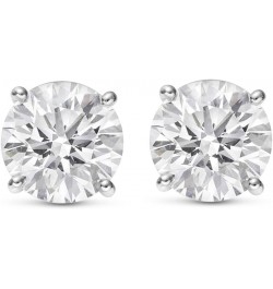 Natural Round Brilliant Solitaire Diamond Stud Earrings for Women 4 Prong Push Back (I-J Color I1 Clarity) 0.4 Carat 14K Whit...