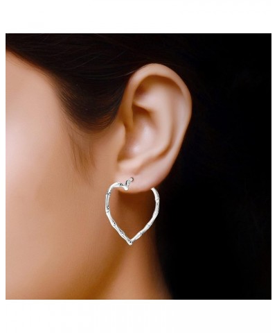 925 Sterling Silver Jewelry Light-Weight Antique Bamboo Hoop Earrings for Women Teen Heart Bamboo $14.24 Earrings