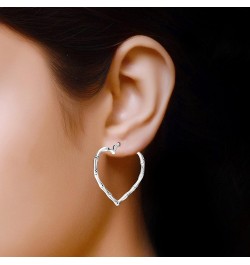 925 Sterling Silver Jewelry Light-Weight Antique Bamboo Hoop Earrings for Women Teen Heart Bamboo $14.24 Earrings