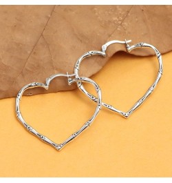 925 Sterling Silver Jewelry Light-Weight Antique Bamboo Hoop Earrings for Women Teen Heart Bamboo $14.24 Earrings