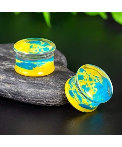 2 Pairs Gauges Piercing Saddle Plugs, Double Flared Flesh Ear Tunnels, Acrylic Flower Logo Earrings Elegant Stretchers. Y680 ...