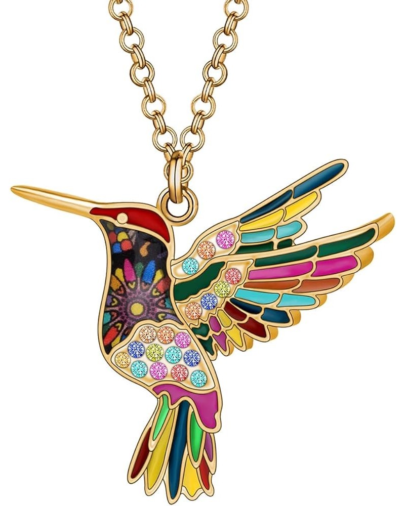 Cute Enamel Hummingbird Necklace Birds Rhinestones Pendant Jewelry Gifts Multicolor $7.01 Necklaces