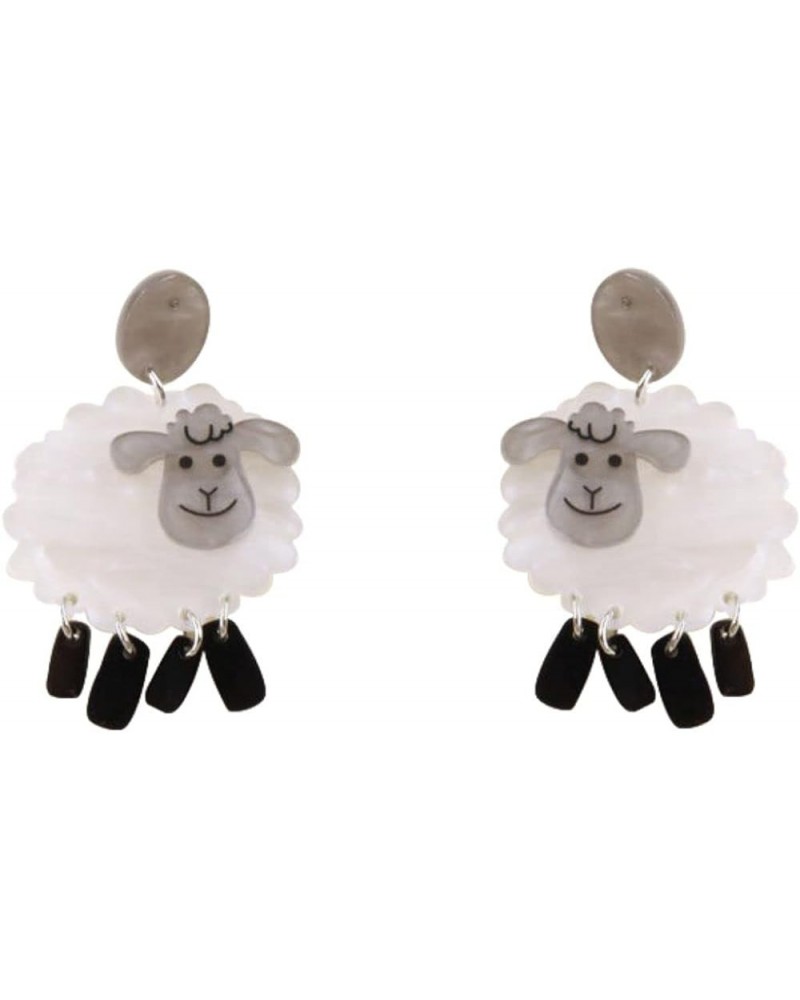 Funny Cute Kawaii Acrylic Animal Earrings, Sheep Panda Rabbit Goat Lamb Big Rooster Chicken Red Pink Lips Eyes Drop Dangle Ea...