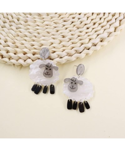 Funny Cute Kawaii Acrylic Animal Earrings, Sheep Panda Rabbit Goat Lamb Big Rooster Chicken Red Pink Lips Eyes Drop Dangle Ea...