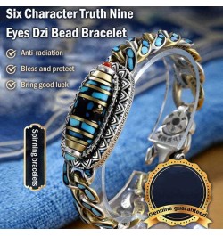 Turquoise Six-character Mantra Nine-eyed Dzi Bead Bracelet, Six-character Mantra Nine-eyed Bead Bracelet, Mantra Bracelet & R...