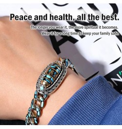 Turquoise Six-character Mantra Nine-eyed Dzi Bead Bracelet, Six-character Mantra Nine-eyed Bead Bracelet, Mantra Bracelet & R...