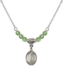 August Birth Month Bead Necklace with Catholic Patron Saint Petite Charm, 18 Inch Saint Zoe of Rome $33.24 Necklaces