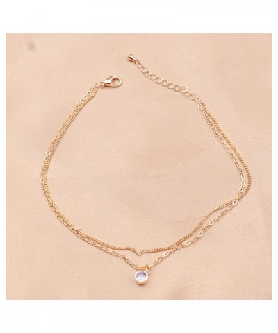 Gold Anklet for Women, 14K Gold Cuban Link Anklet Chains with Birthstone Charm, Cute Dainty Layering Anklets Chain Adjustable...