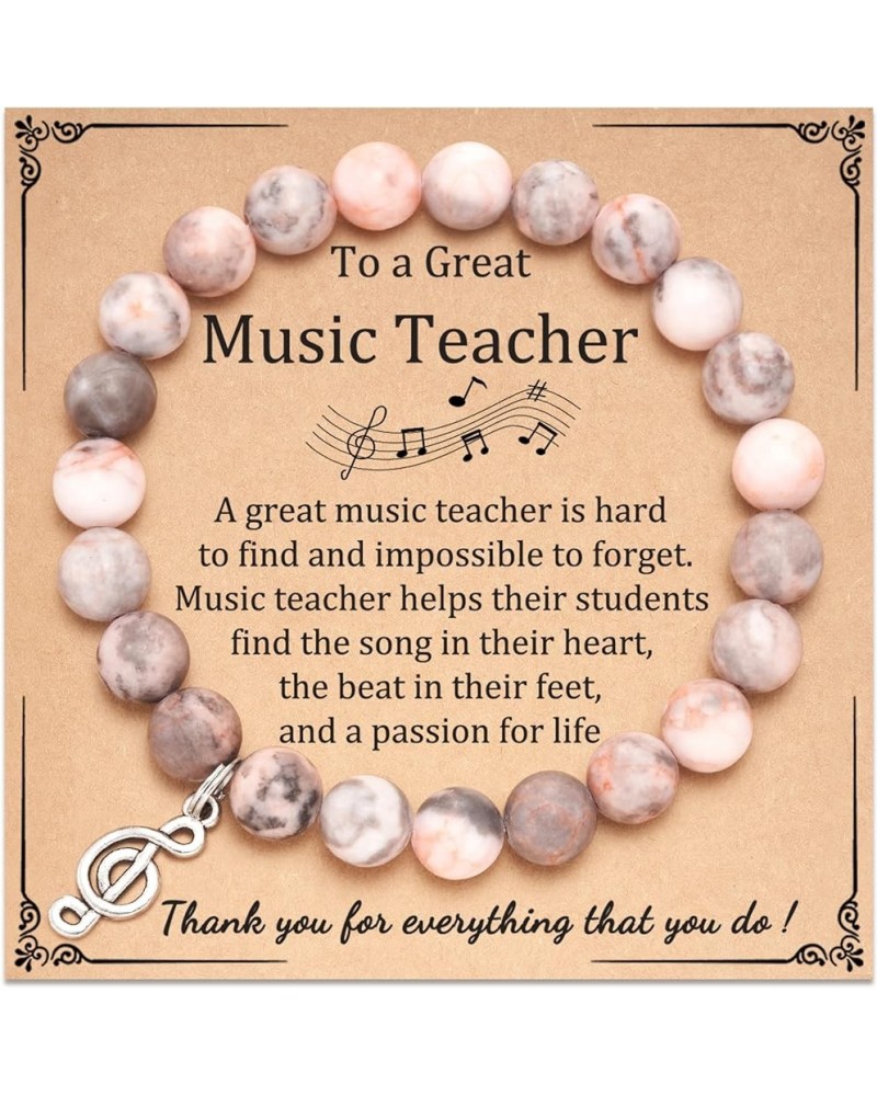 Teacher Appreciation Gifts, Teacher Gifts for Women with Gift Message Card, Natural Stone Beads Musical Note/Tree Charm Brace...