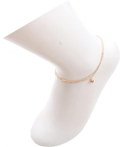 Gold Anklet for Women, 14K Gold Cuban Link Anklet Chains with Birthstone Charm, Cute Dainty Layering Anklets Chain Adjustable...