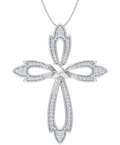 1/10 to 1/2 Carat Diamond Cross Pendant Necklace in 10K White Gold (Silver Chain Included) PD-05212-I2I3-10KWX $134.90 Necklaces